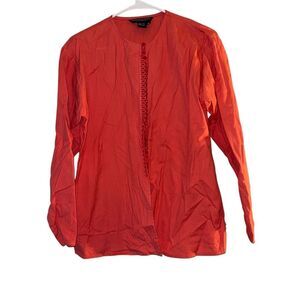 The J. Peterman Co. Women's Red Long‎ Sleeve Blouse Size M Casual